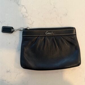 Coach Black Leather Zip Pouch